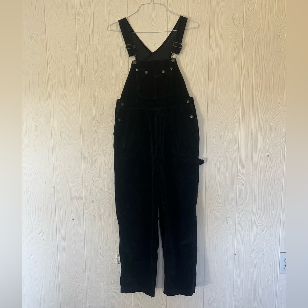 Harley-Davidson Womens Soft Velour Feel Straight Leg
Black Bib Overalls Small